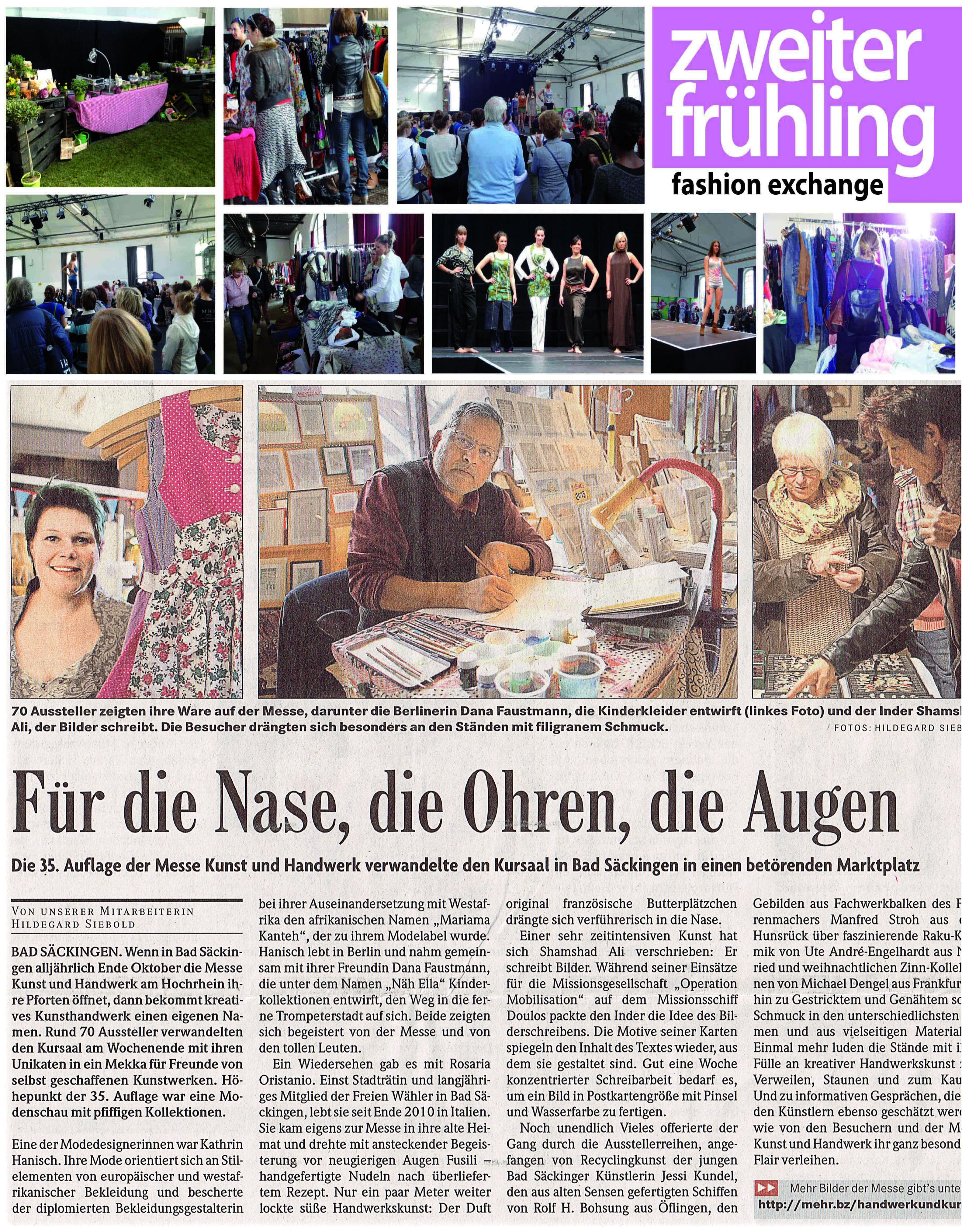 Zweiter Frühling; Frühjahr 2013 und Badische Zeitung; 27.10.2014